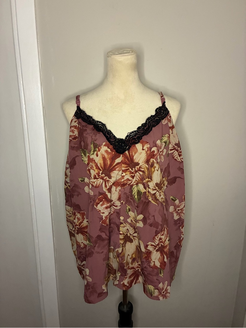 Torrid Lace Button Cami Walnut Floral